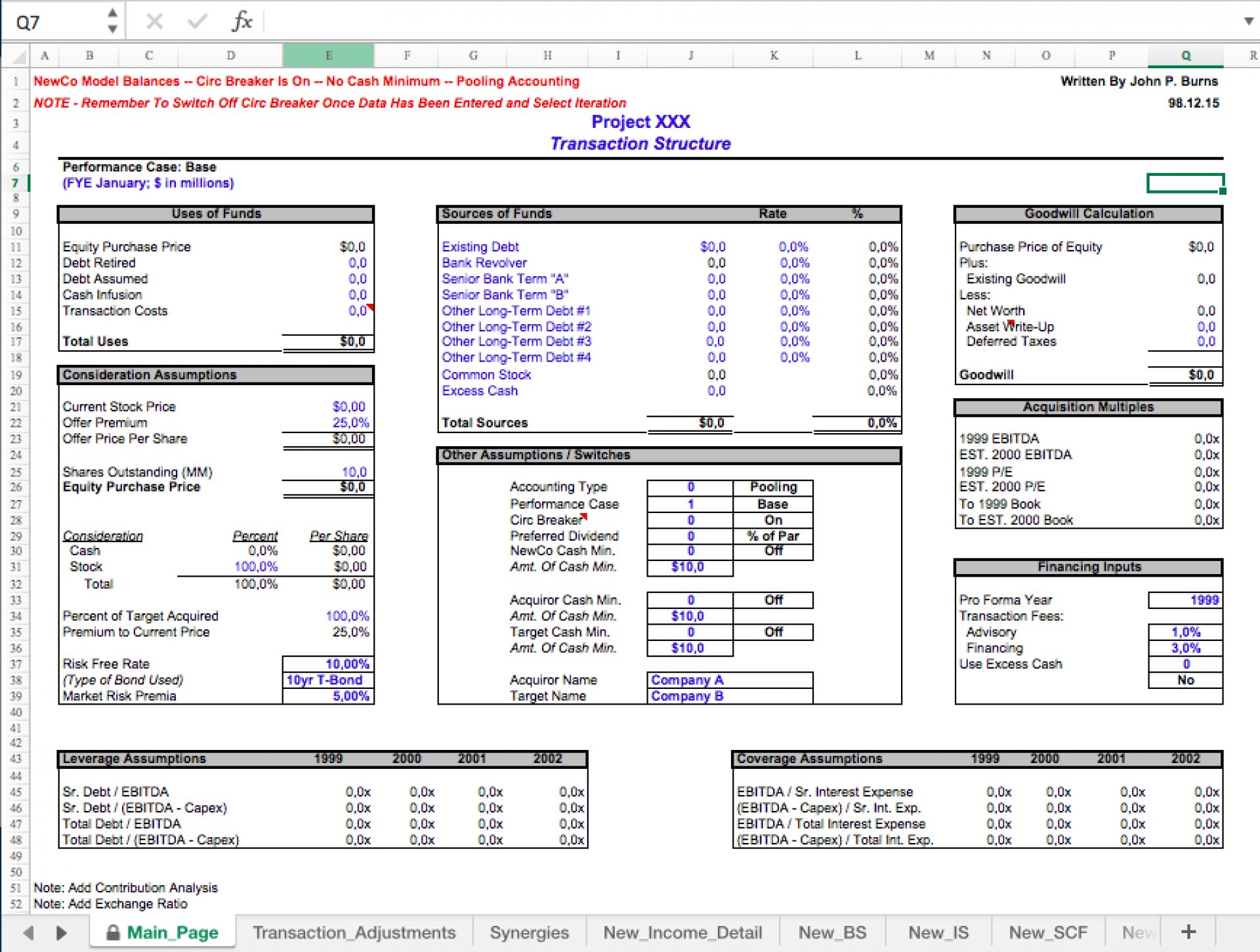 Combination Excel Model - Mergers & Acquisitions (M&A) - Eloquens