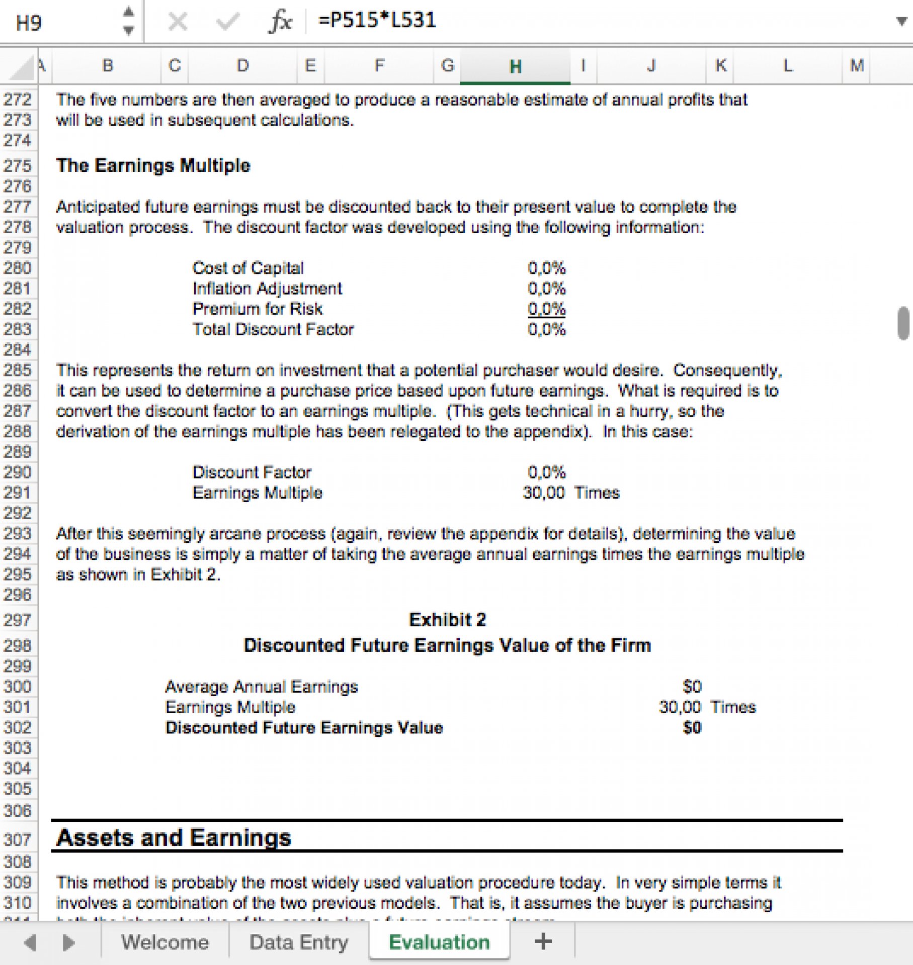 Business valuation excel template for private equity eloquens