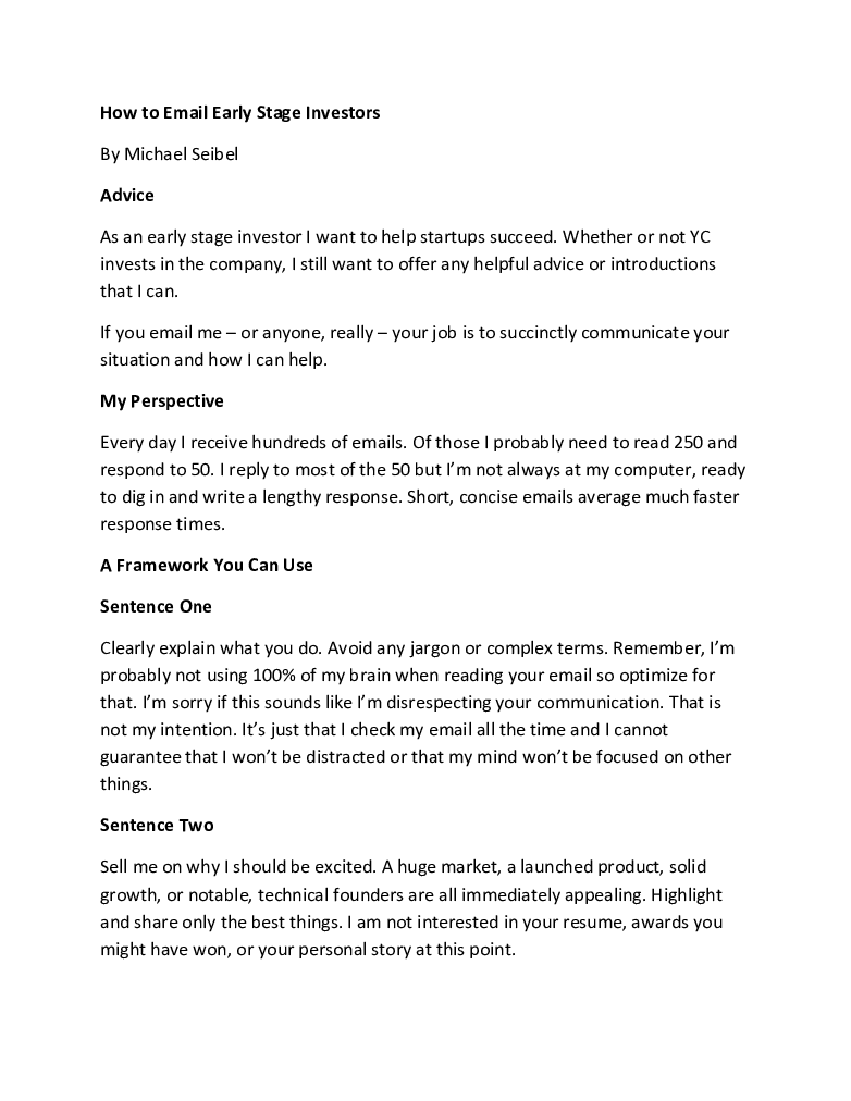 How To Email Early Stage Investors - Eloquens