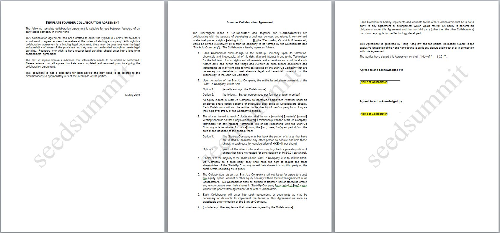 Founders Agreement Templates (UK & Hong Kong) - Eloquens In founders shareholder agreement template