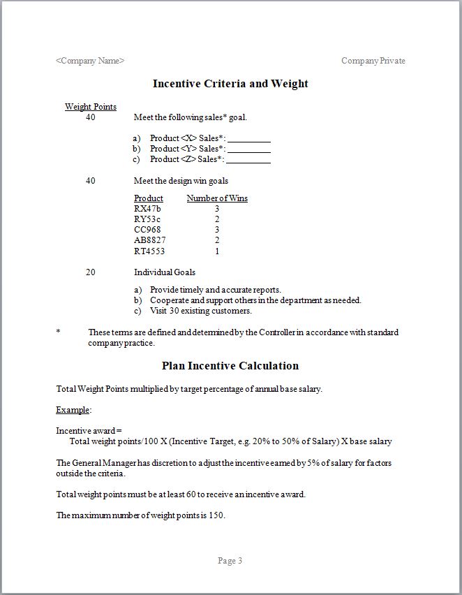 Sales Compensation Plan Template