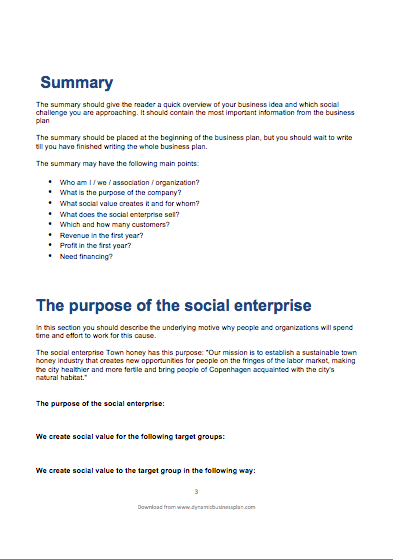 business plan social enterprise