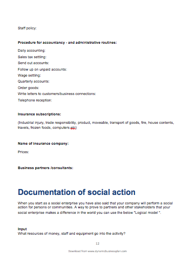 social enterprise business plan template