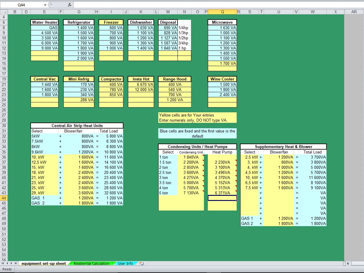 Residential Load Calculation Spreadsheet - Eloquens