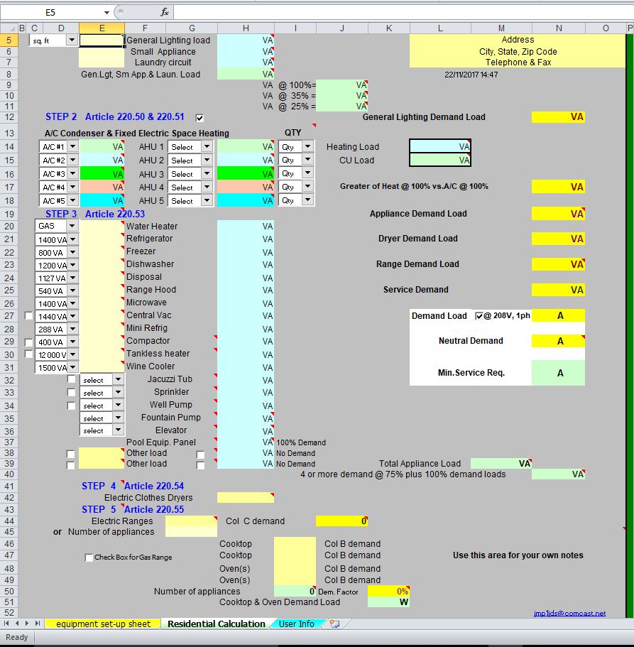 residential electrical load calculations