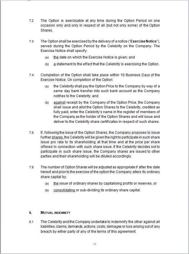 Celebrity Endorsement Agreement Template Eloquens