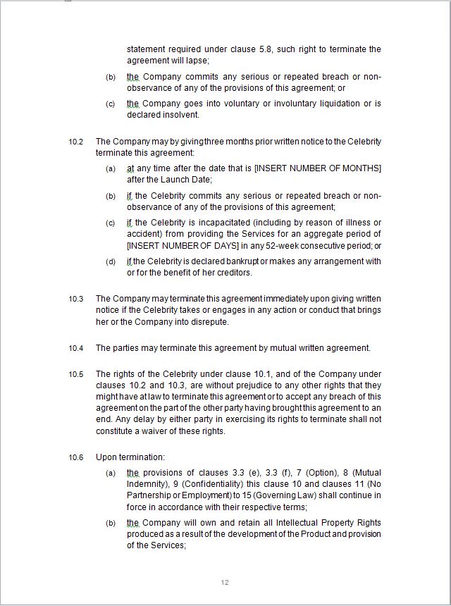 Celebrity Endorsement Agreement Template Eloquens