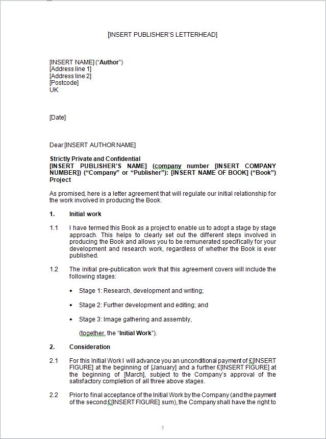 UK Book Publishing Agreement Template Eloquens