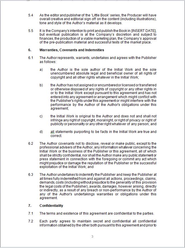 UK Book Publishing Agreement Template Eloquens