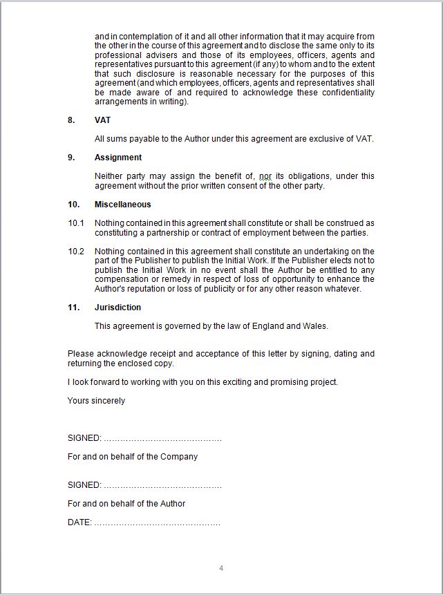 UK Book Publishing Agreement Template Eloquens