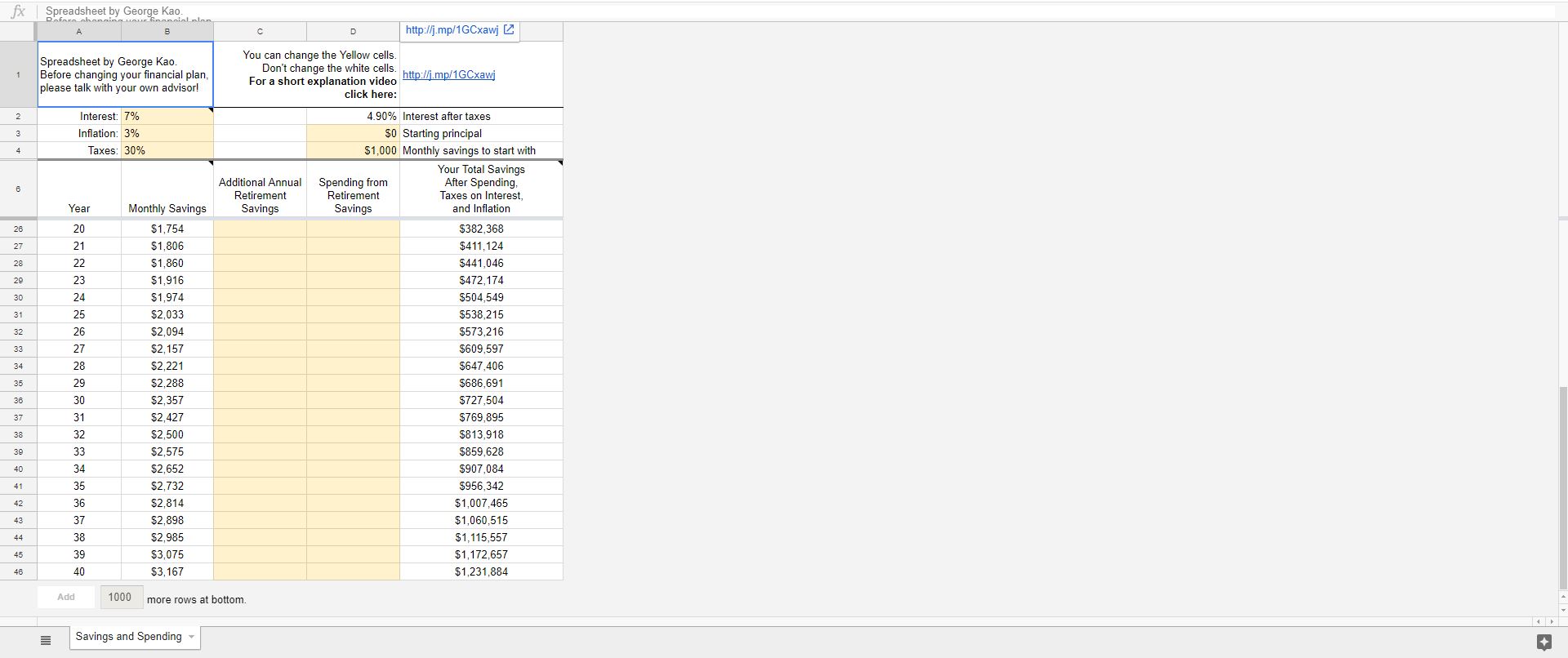 Simple Excel Retirement Savings Plan Calculator - Eloquens