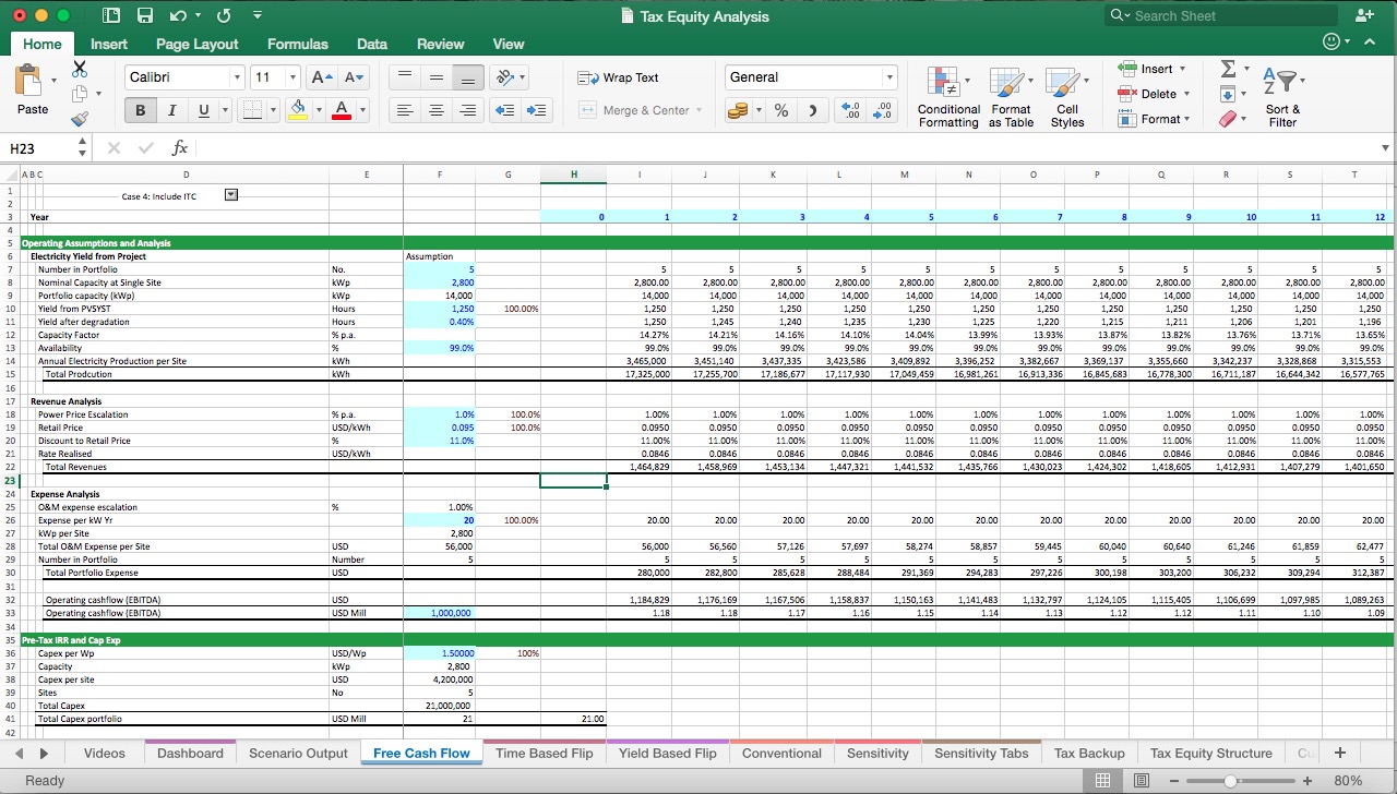 Tax Equity Analysis Excel Model for U.S. Renewable Energy Projects
