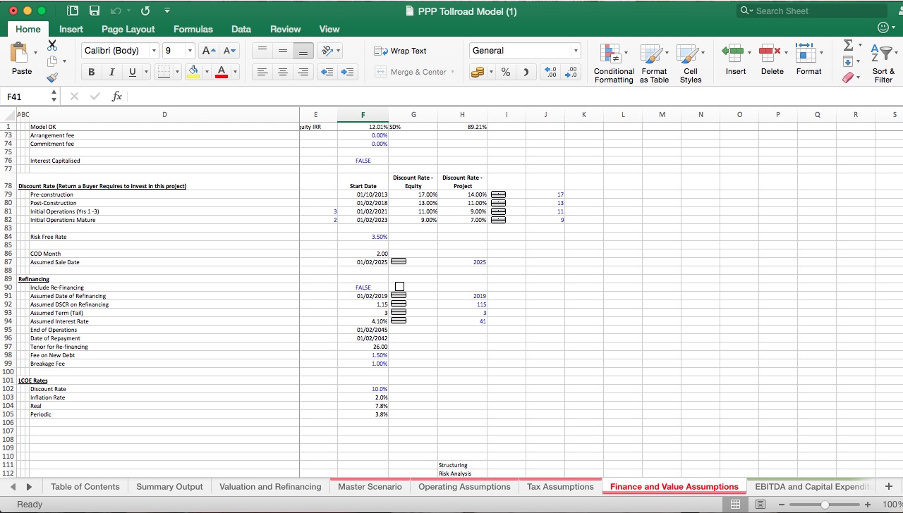 Tollway Project Finance Excel Model - Eloquens