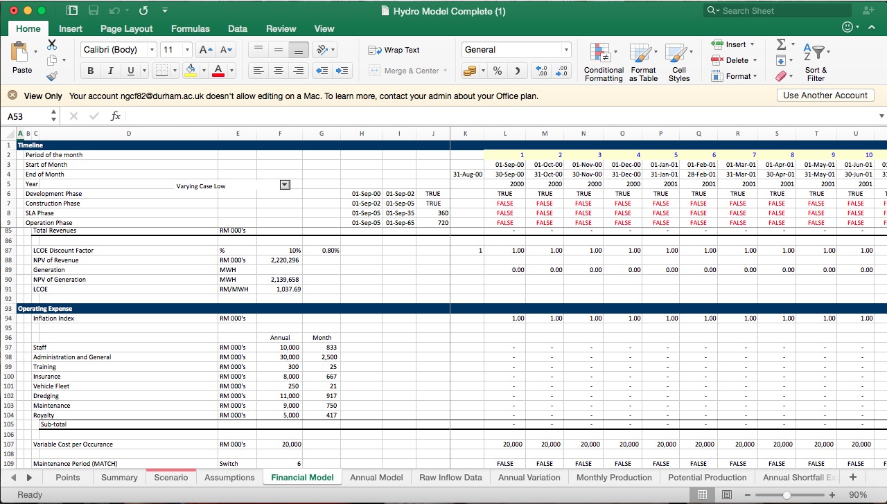 Hydro Excel Model - with Commodity Price Risk and Monte Carlo ...