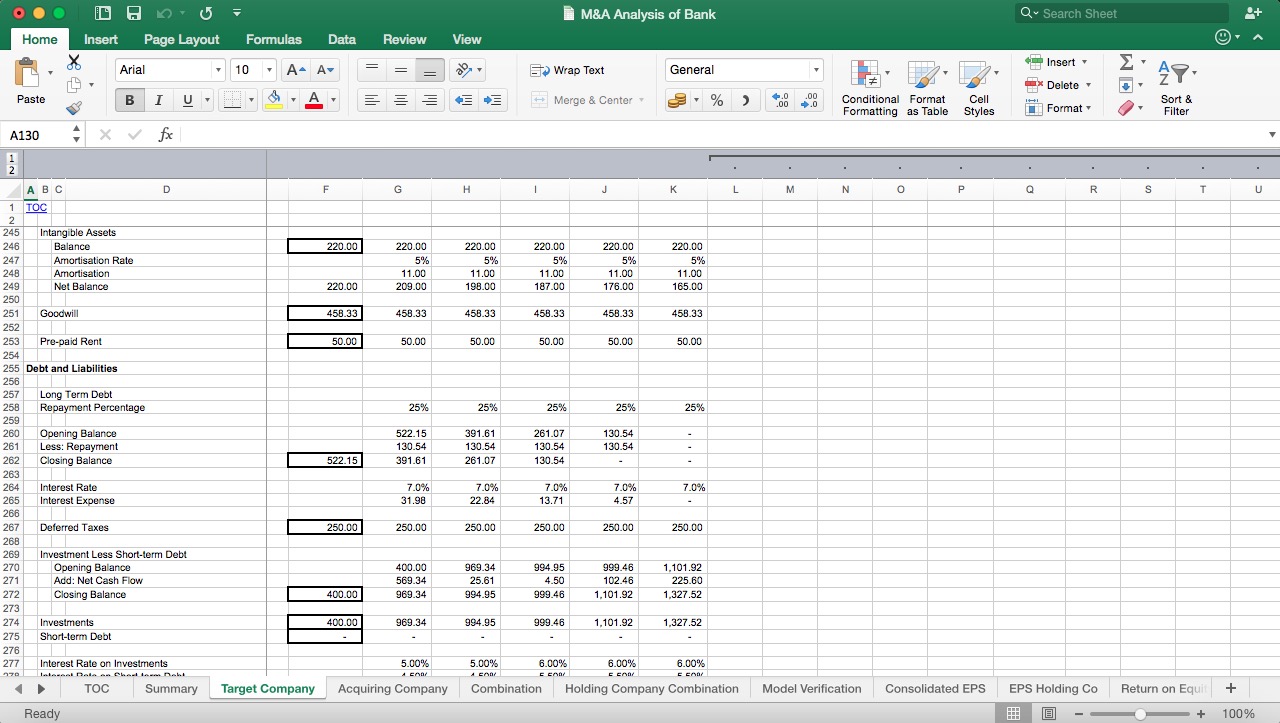 M&A Analysis Bank Excel Model Eloquens