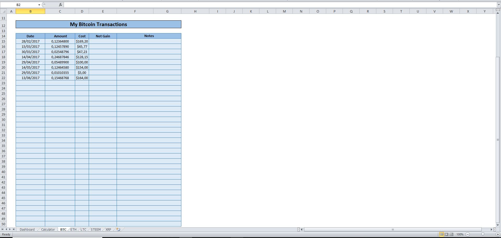 Cryptocurrency Real-time Price Tracker in Excel - Eloquens