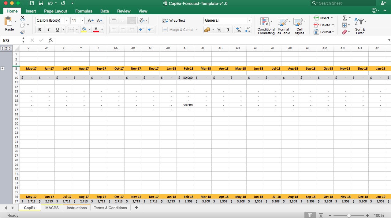Capital Expenditure Forecast Excel Model Template Eloquens