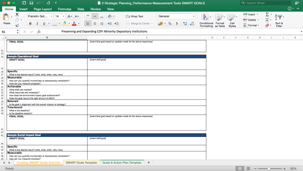 Strategic Planning And Performance Measurement Excel Template Eloquens