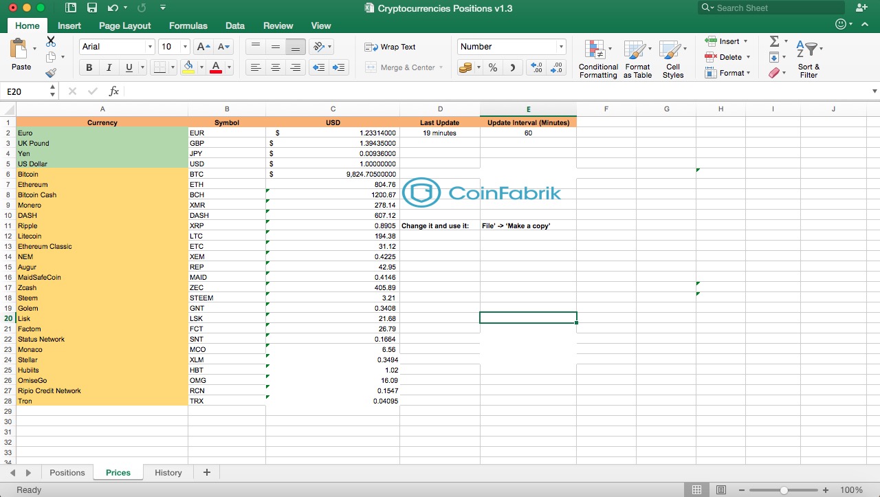 cryptocurrency investment spreadsheet template