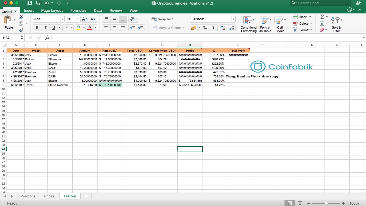 Cryptocurrency Investment Tracking Spreadsheet - Eloquens