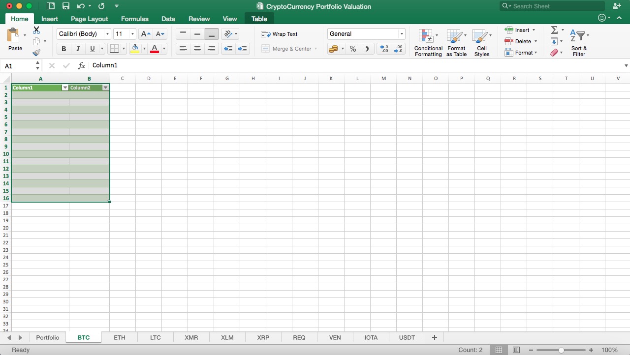 Cryptocurrency Portfolio Valuation Excel Tool Eloquens