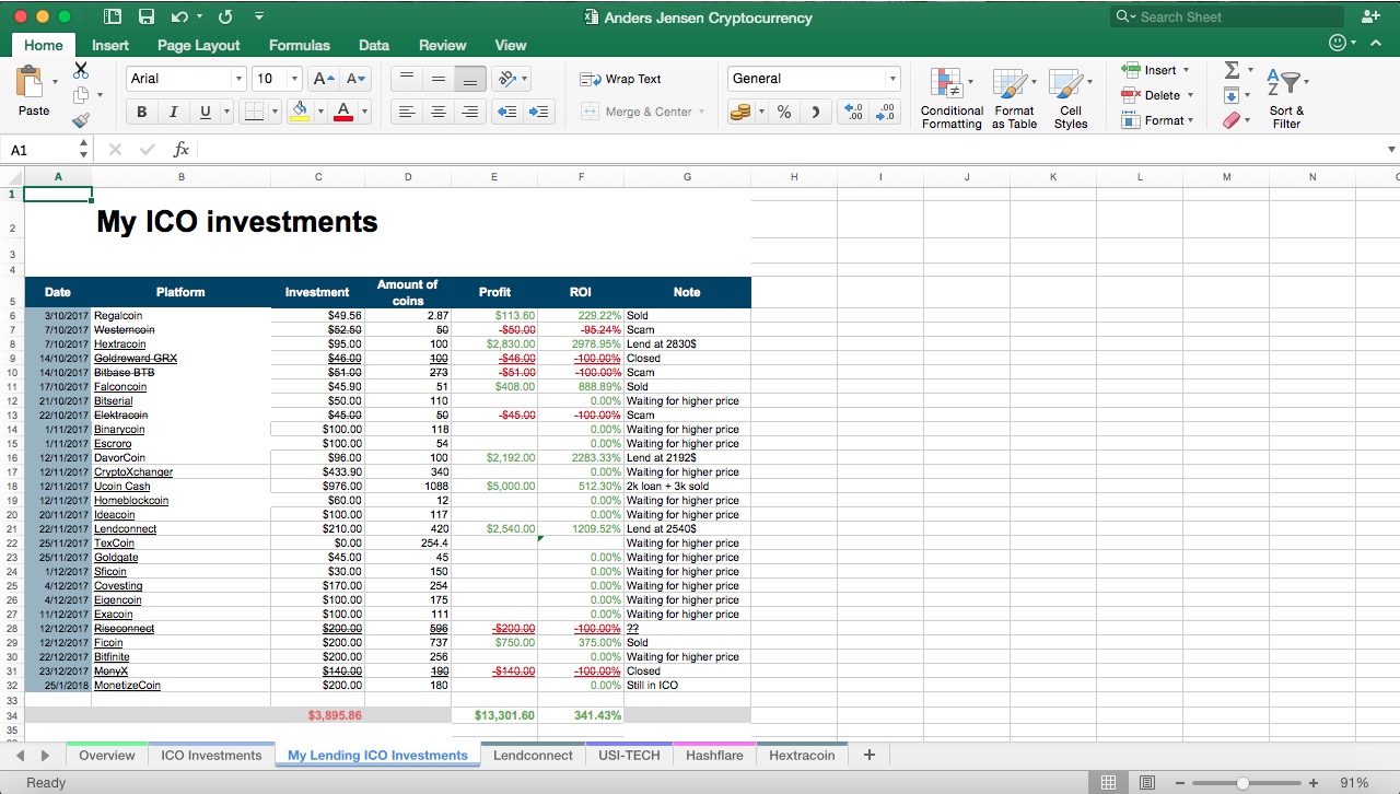 excel cryptocurrency tracker