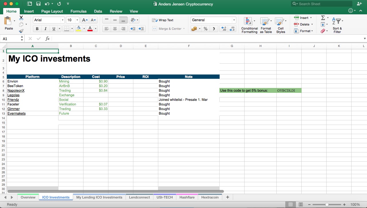excel cryptocurrency tracker