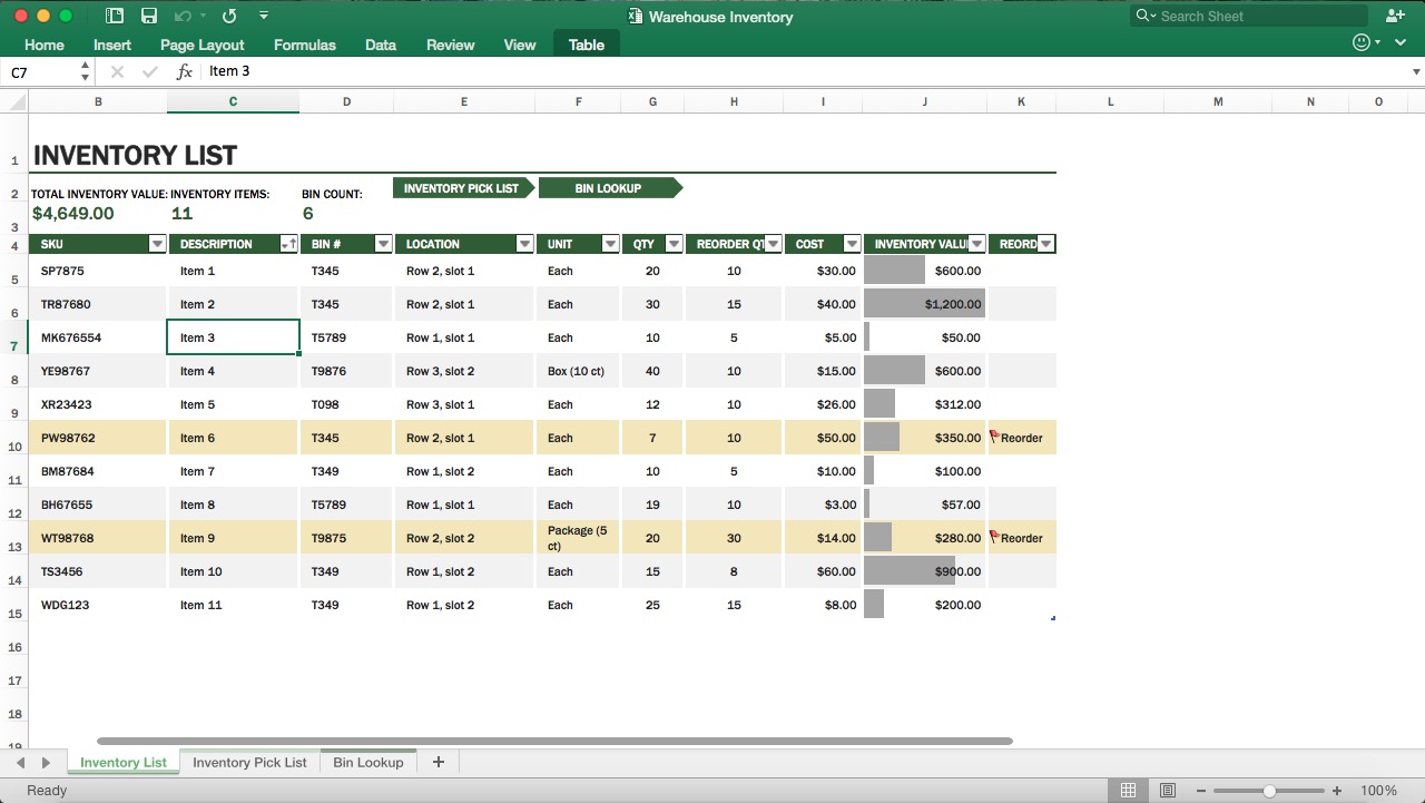 Warehouse Inventory Management Excel Template Free Download