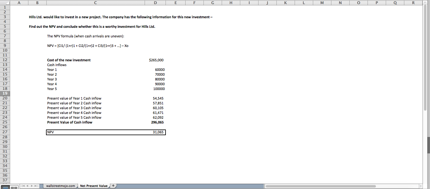 NPV Calculator Excel Template Eloquens