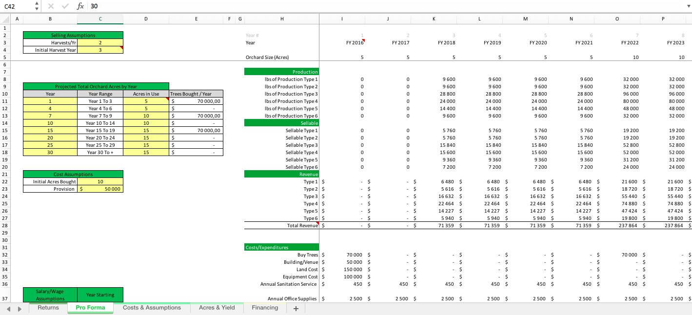Orchard (Apple or Otherwise) Excel Financial Model Eloquens