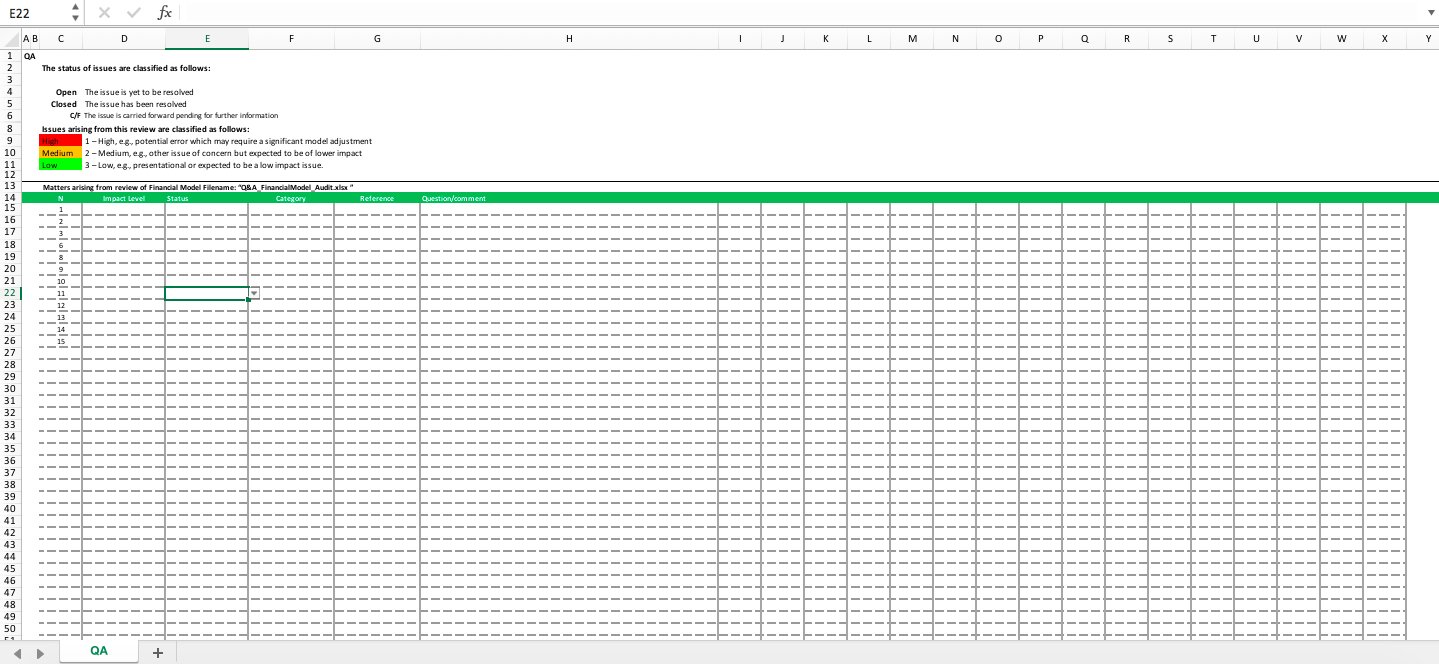 Q A Tracking Sheet For A Financial Model Excel Eloquens Q A Tracking Sheet For A Financial Model Excel Eloquens