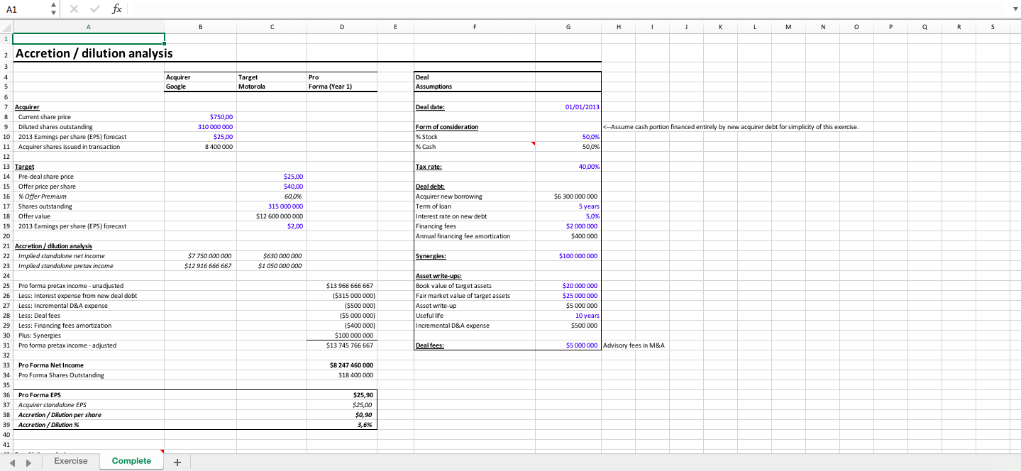 M&A Model Template