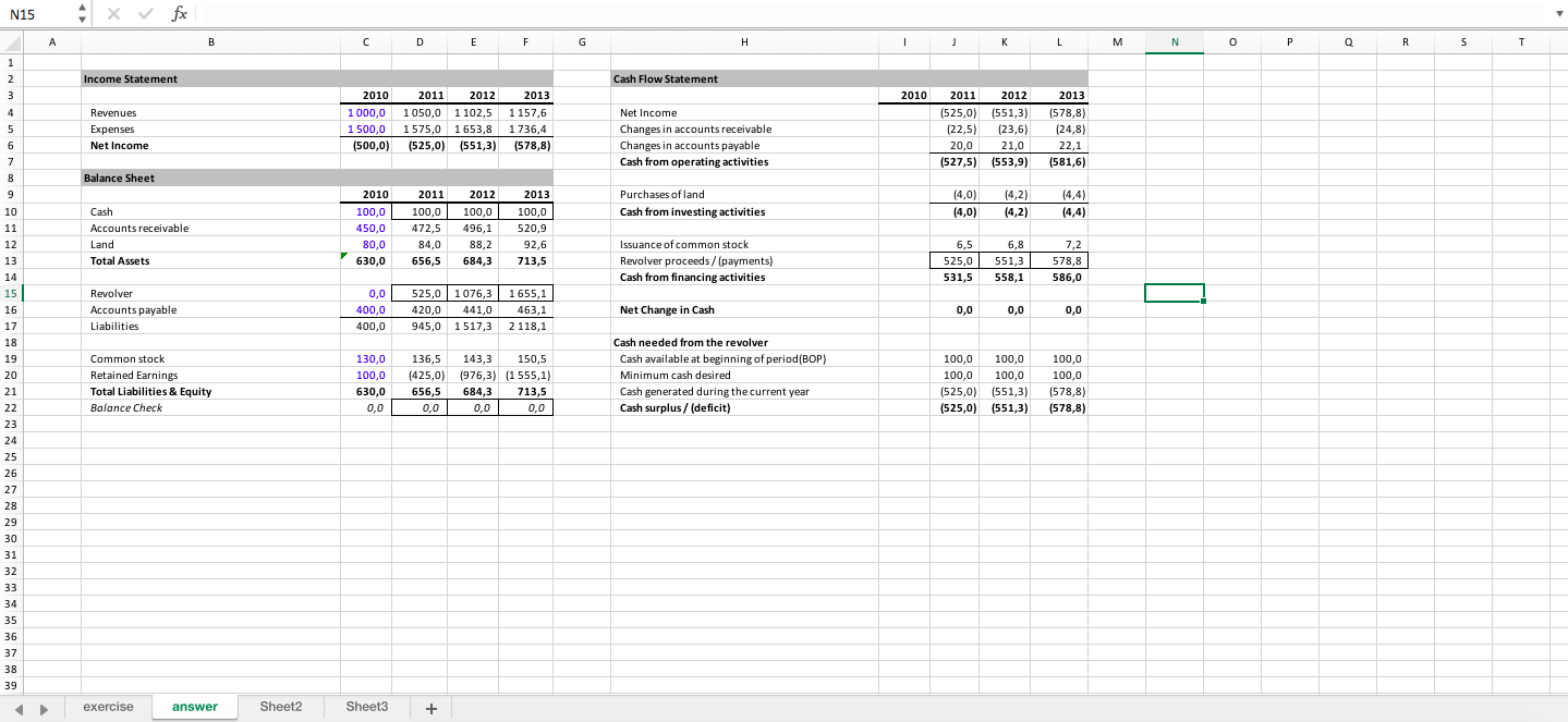 Revolver (Revolving Credit Line) Excel Model Exercise Template Eloquens