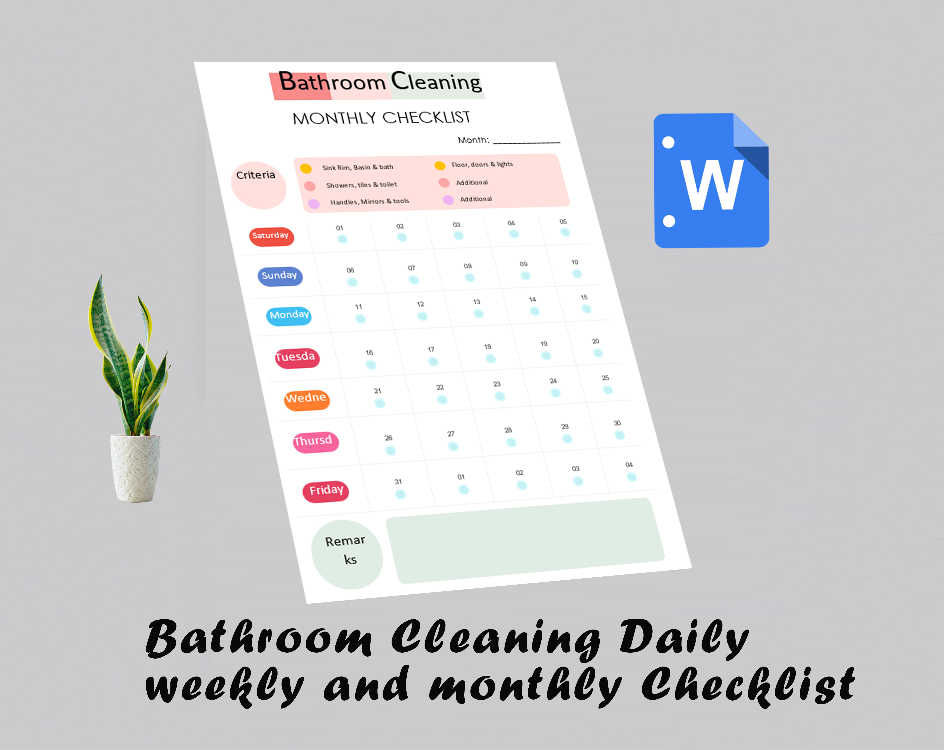Bathroom cleaning daily weekly and monthly checklist eloquens