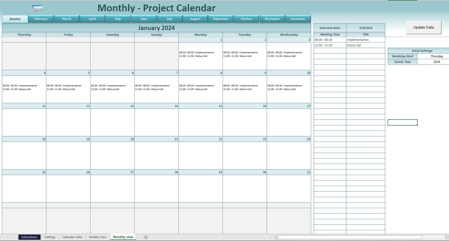 Recurring Appointment Scheduler Calendar - Weekly / Monthly View - Eloquens