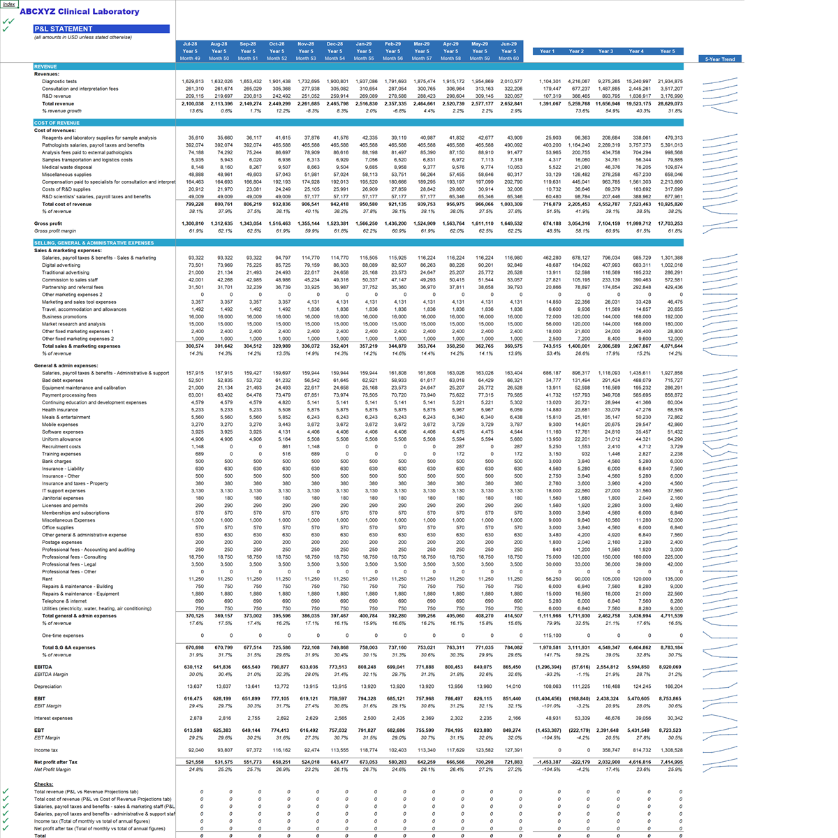 Clinical Laboratory Financial Projection Model - Eloquens