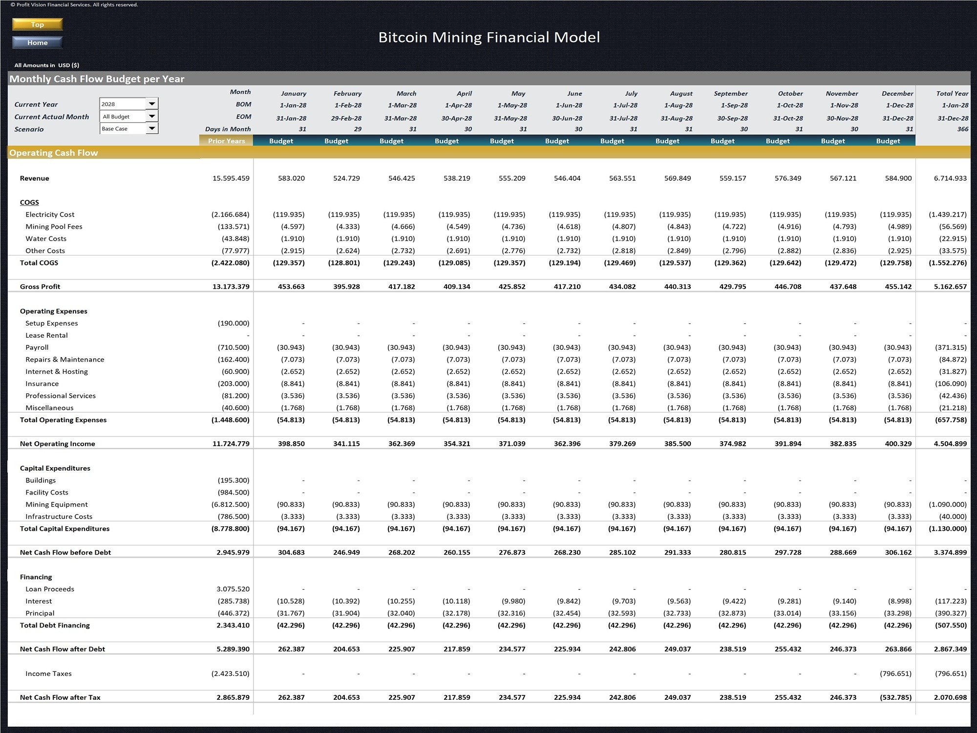 Bitcoin Mining Farm – 10 Year Financial Model - Eloquens