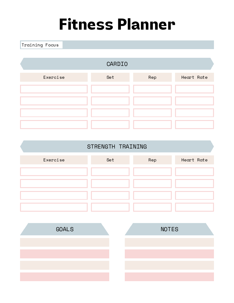 Fitness Planner | 12-Week Goal-Focused Workout & Health Tracker - Eloquens for Free Health And Fitness Planner Printable