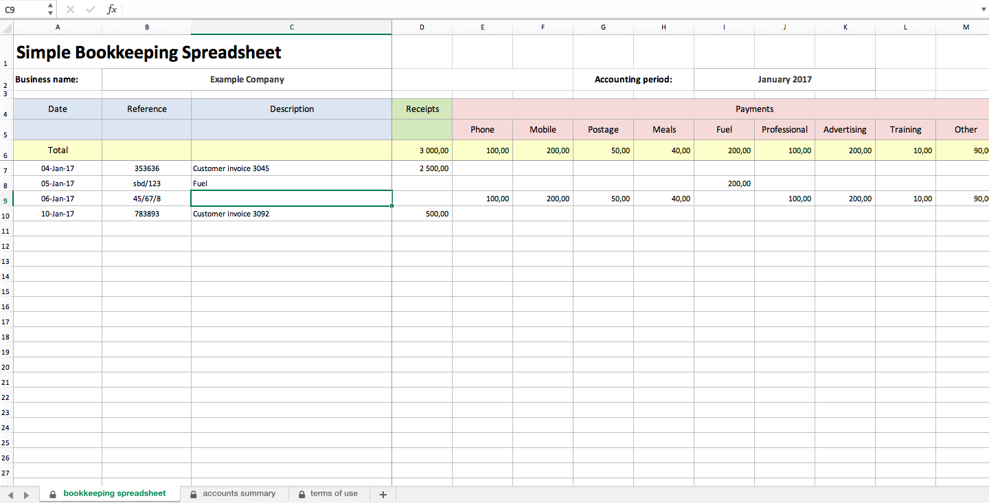 Excel Accounting and Bookkeeping (Accounting Spreadsheet Template