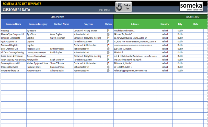 Lead List Excel Template Eloquens
