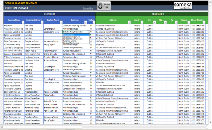 Lead List Excel Template Eloquens