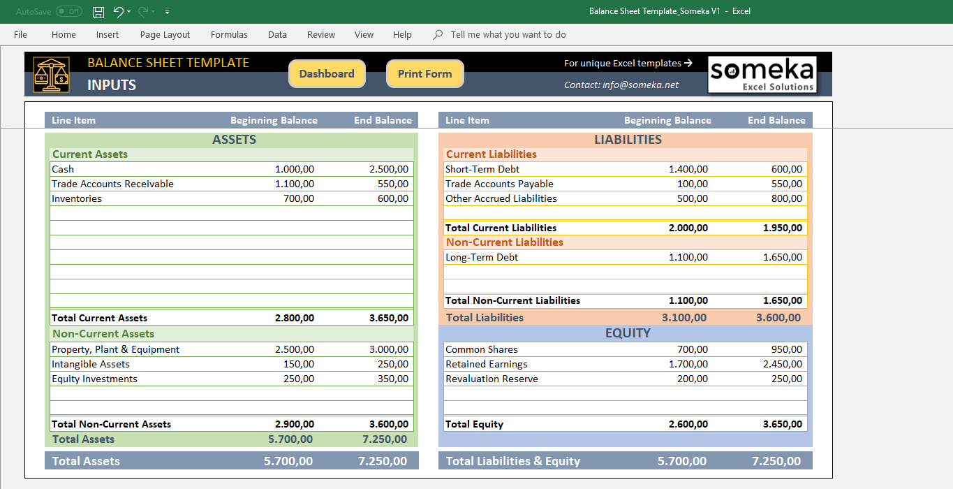 Balance Sheet Excel Template - Eloquens Intended For Business Balance Sheet Template Excel Balance Sheet Excel Template - Eloquens Intended For Business Balance Sheet Template Excel