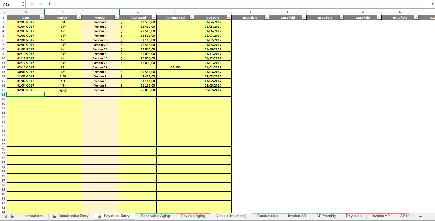 Accounts Receivable and Payable Invoice Tracking Excel Model Within Accounts Receivable Report Template