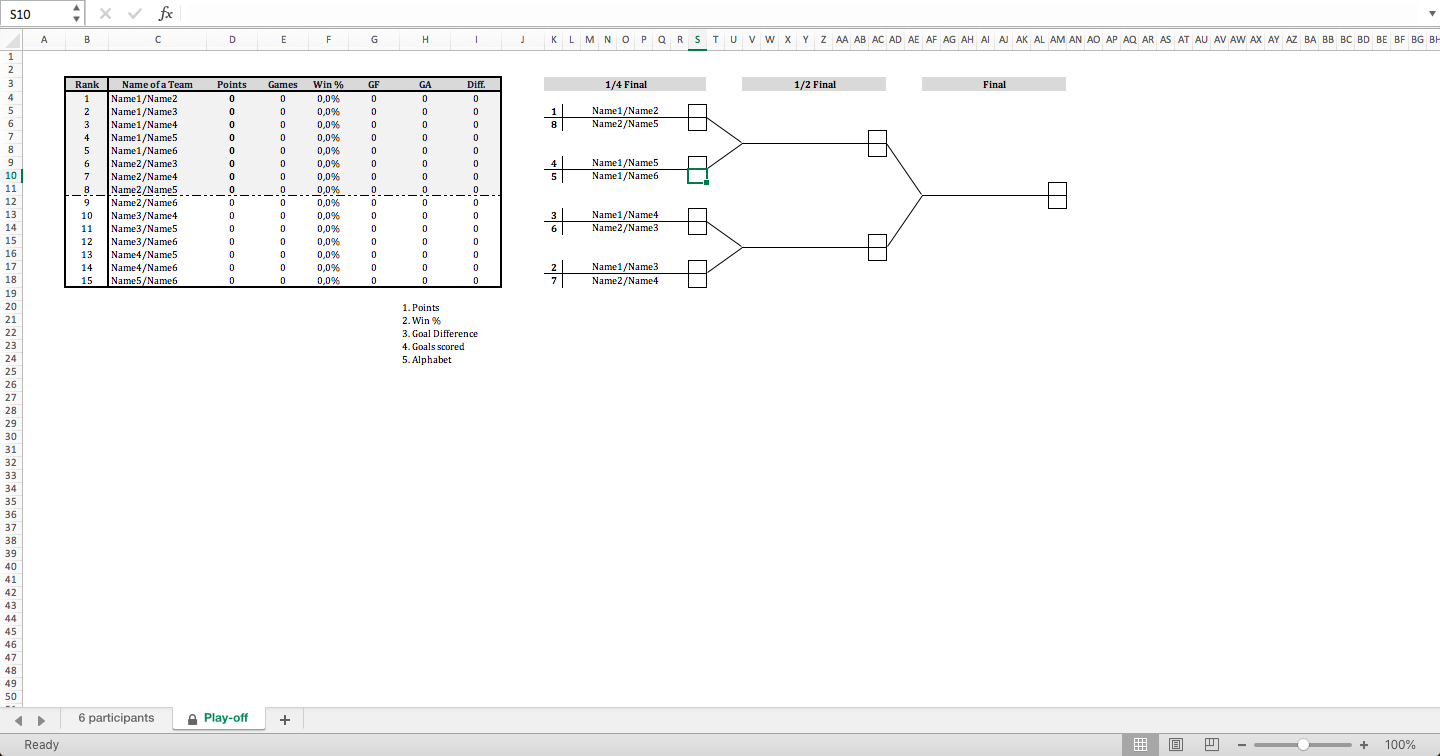 Sports Game Standings Excel Template Eloquens