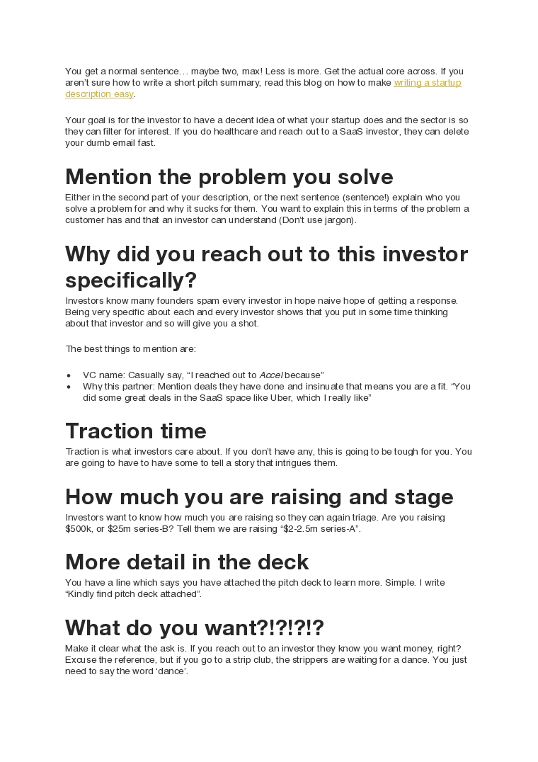 How to write a cold email template for Venture Capital investors