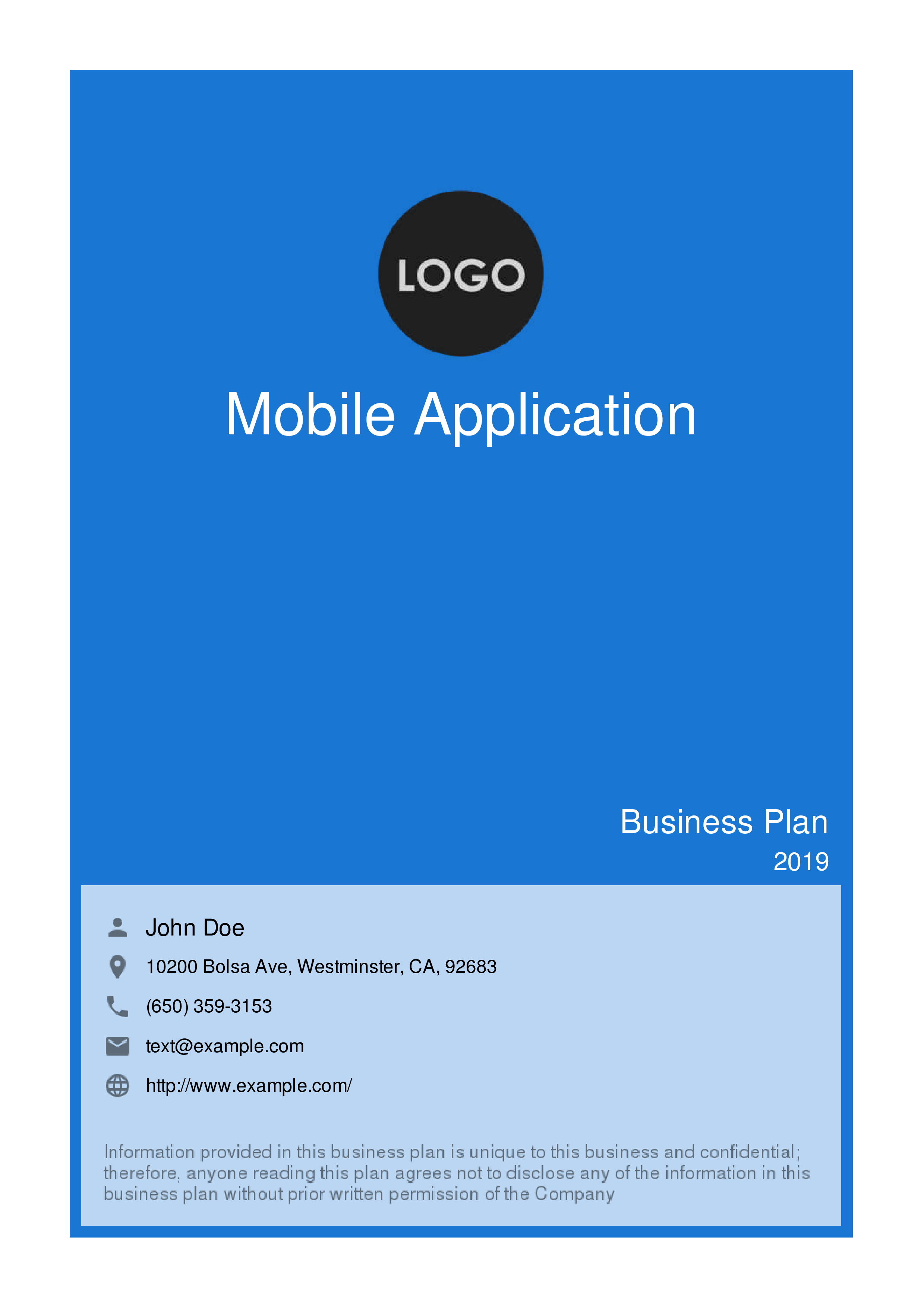 business plan application mobile excel