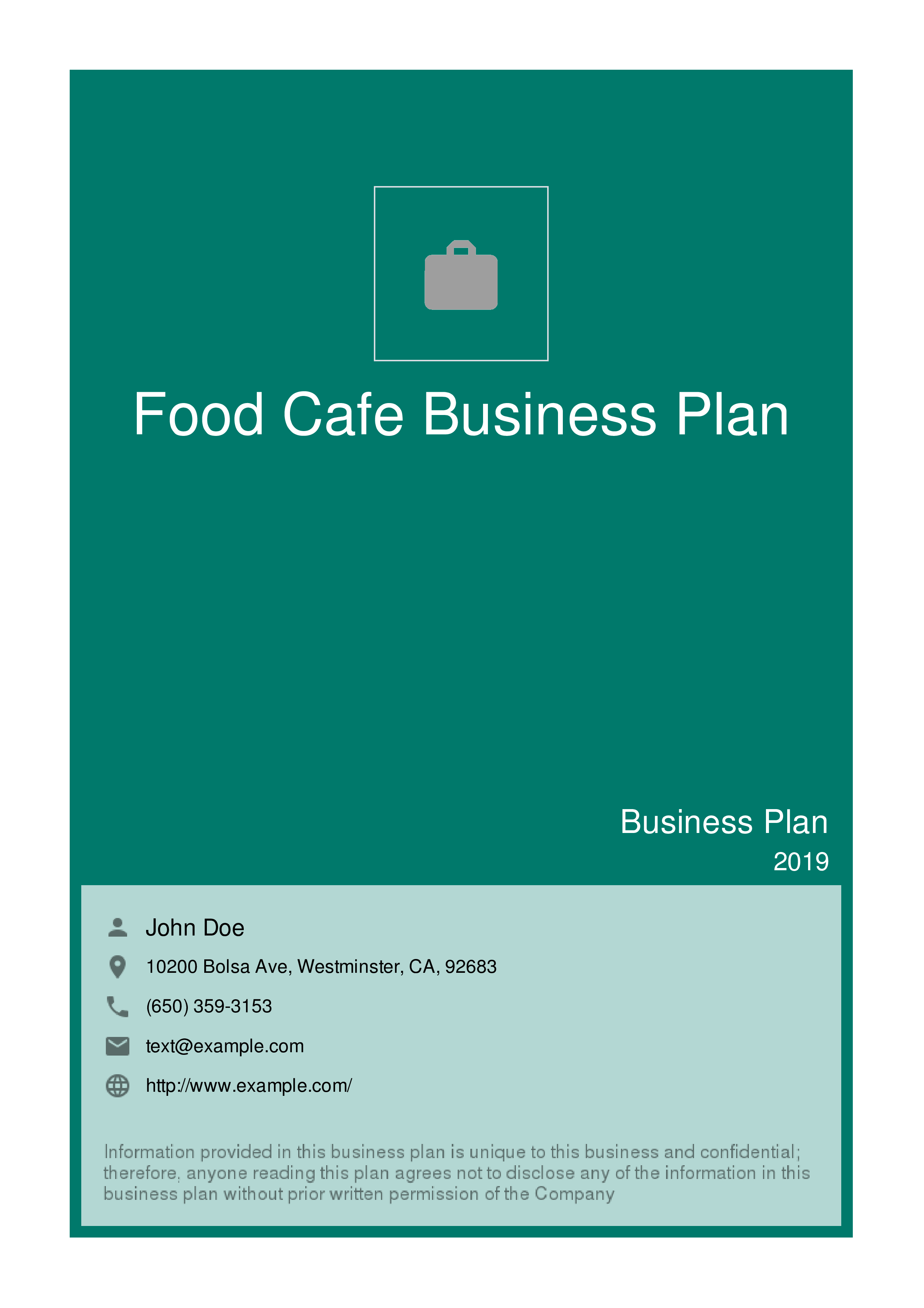 business plan for cafe and restaurant