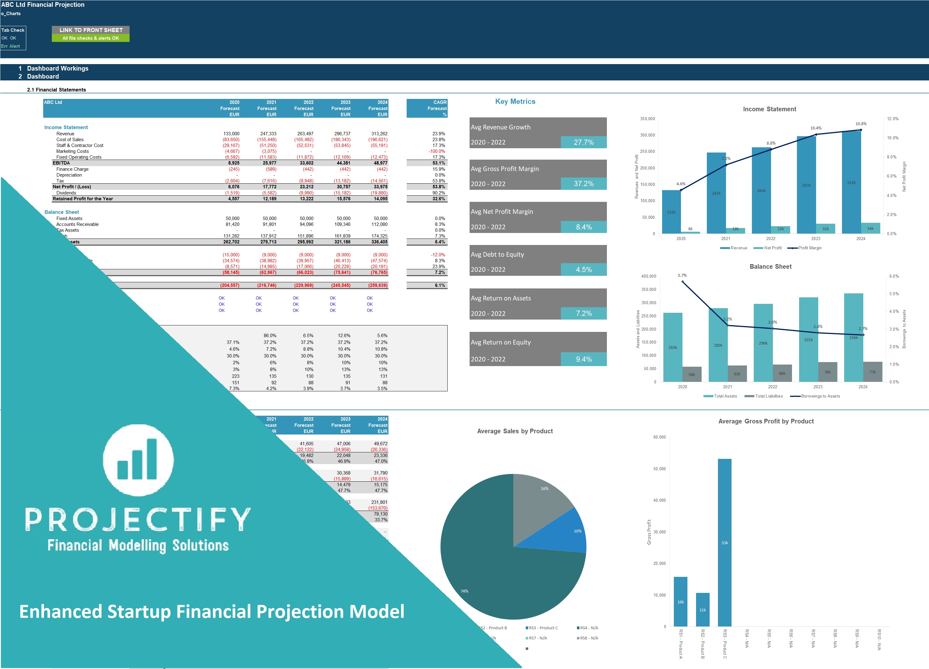 Enhanced Generic Startup Financial Projection 3 statement Excel Model