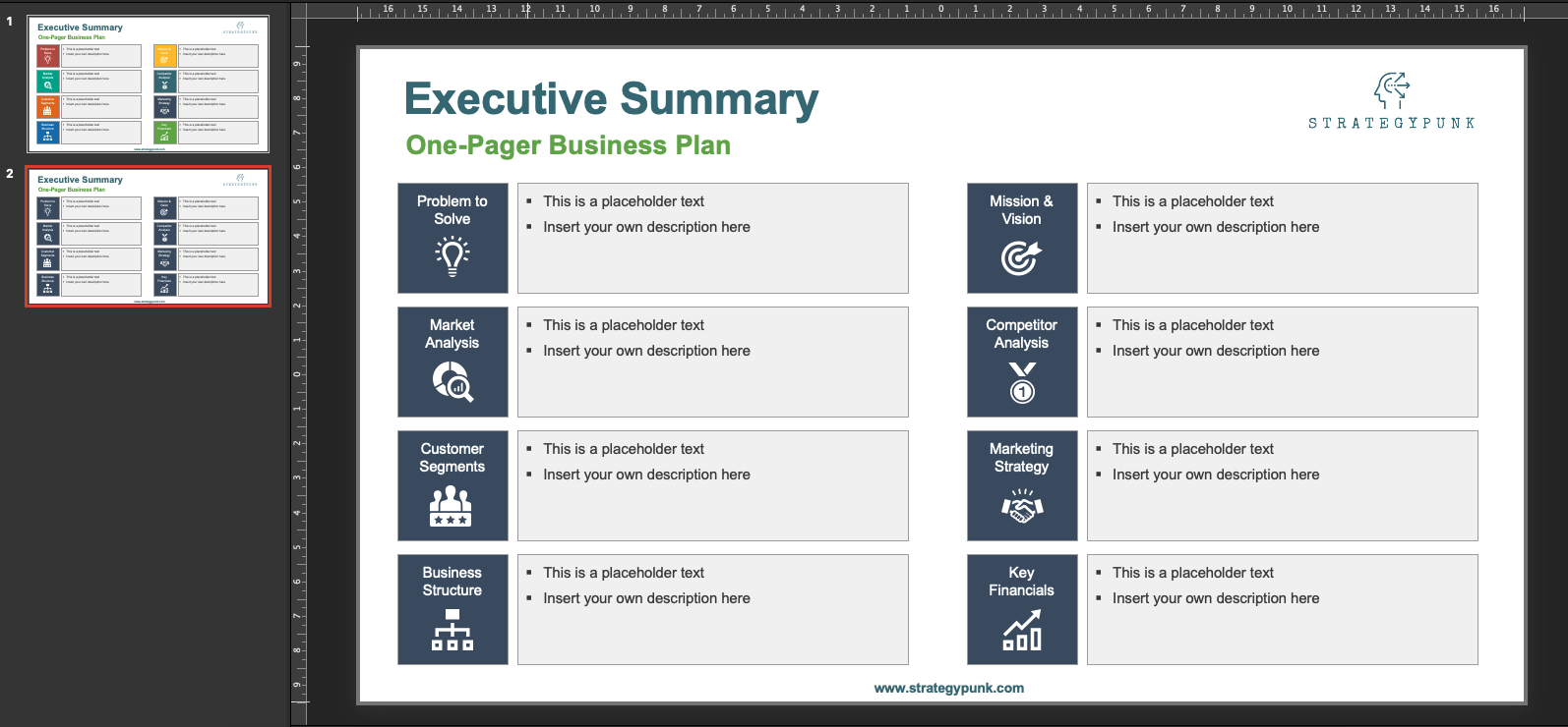 Business Plan One-Pager Powerpoint Template - Eloquens Within Business Plan Template Reviews