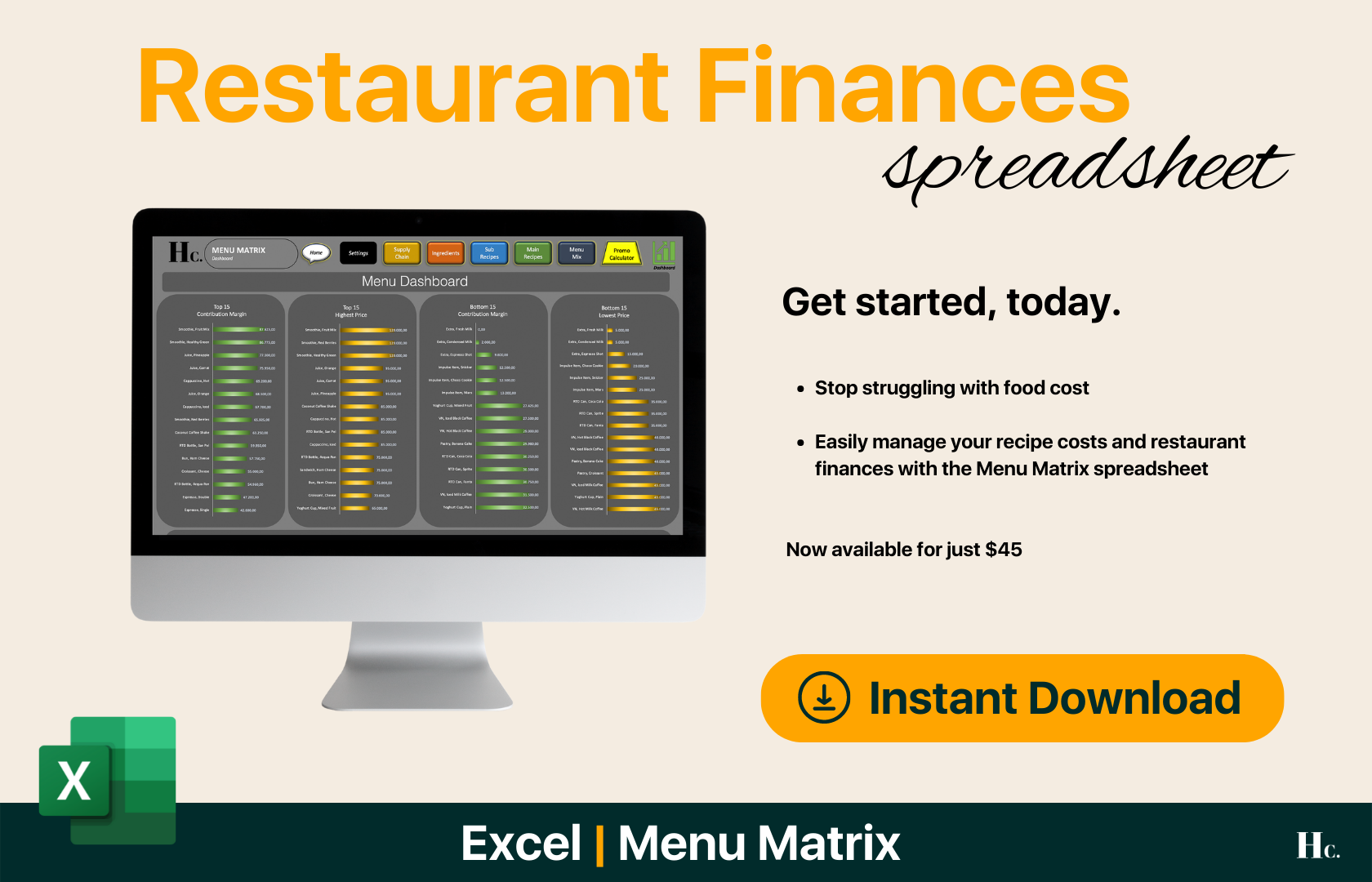Restaurant Spreadsheet Template in Excel - FREE Download
